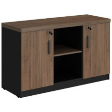 Armário Credenza 02 Portas de Abrir Start (1200x450x735) Ameixa/Preto.