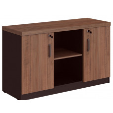 Armário Credenza 02 Portas de Abrir Start (1200x450x735) Nogal/Preto.